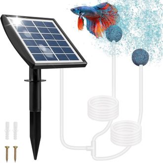 OEM Bomba Solar Para Estanques Crezuo De 2 W Con Bater&iacute;a De 2200 Mah, Bomba De Aire Para Estanques Con Tubo De Ox&iacute;geno Y 2 Difusores De Aire.-crezuo