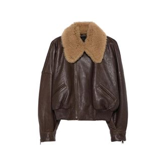 Petar Petrov Shearling-collar Leather Jacket
