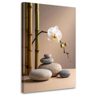 Feeby Cuadro Sobre Lienzo, Piedras Florales De Orqu&iacute;dea Bamb&uacute; Zen Spa, 70x100