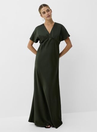Icone Womens V-neck double-face satin maxi dress