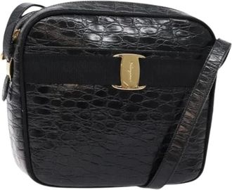 Ferragamo Pre-owned Cross Body Bags, female, Black, Size: ONE SIZE Pre-owned Leather Cross Body Bag