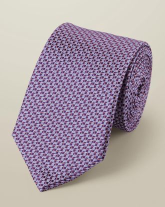 CHARLES TYRWHITT Silk Semi-Plain Tie - Lilac Size OSFA by Charles Tyrwhitt