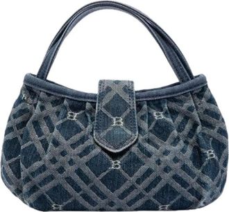 Burberry Pre-owned Handbags, female, Blue, Size: ONE SIZE Pre-owned Denim Handbag