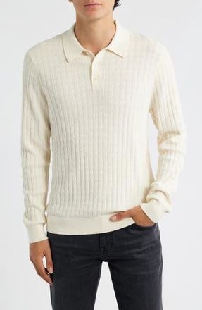 Wax London Oban Ecru Diamond Stripe Cotton & Cashmere Polo Sweater at Nordstrom Rack, Size Xx-Large