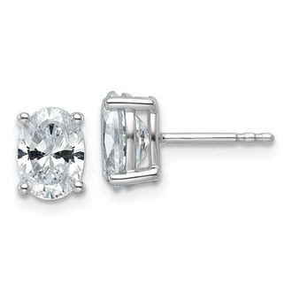 Diamond2Deal 14k White Gold 2 ct Oval Lab Grown Diamond Stud Earrings VS Clarity, D-E Color