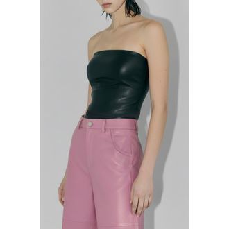 AS by DF Cinematique Stretch Leather Bustier in Black at Nordstrom, Size X-Small
