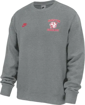 Nike Houston Cougars Club Nike Mens Football Fleece Crew-Neck Sweatshirt in Grey | M33234P398UNHO-DGH