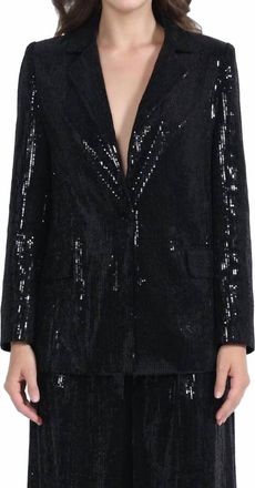 Gracia Sequin Embellished Long Sleeve Blazer In Black