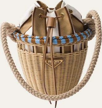 Prada Basket Rope Rattan Bucket Bag
