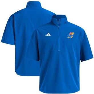 adidas Mens adidas Royal Kansas Jayhawks Woven Quarter-Zip Short Sleeve Pullover at Nordstrom, Size Medium