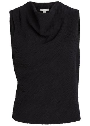 Vince Shadow Draped Textured Fine-knit top - Black - XL (UK16 / XL)
