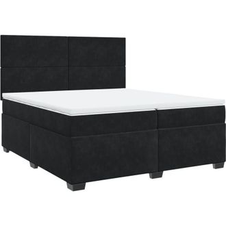 vidaXL Box Spring Bed with Mattress Black 200x200 cm Velvet vidaXL