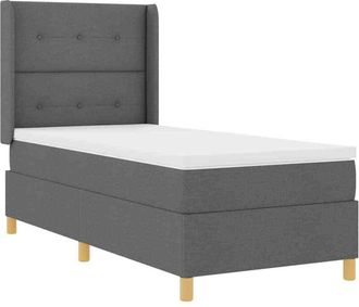 vidaXL Vidaxl - Cama Con Somier Con Colch&oacute;n Gris Oscuro 90 X 200 Cm Tela