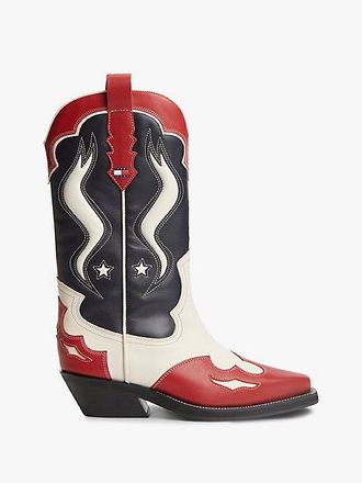 Tommy Hilfiger Archive Leather Colour-Blocked Cowboy Boots