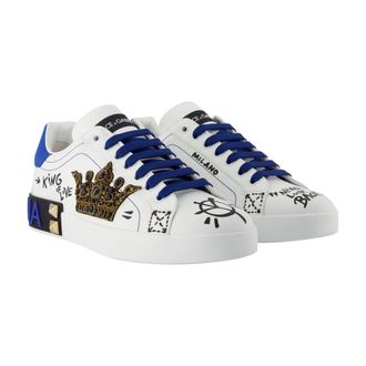 Dolce & Gabbana Mens Embellished Calfskin Sneaker White