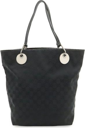 Gucci Black Canvas Leather Shoulder Bag Tote Bag (Pre-Owned)