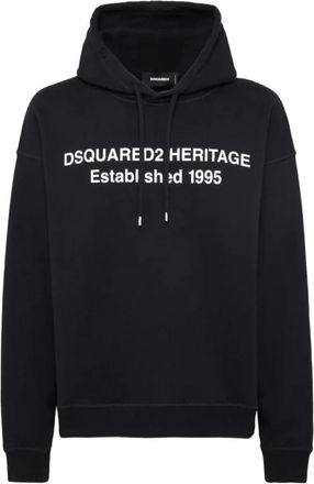 Dsquared2 Relax Fit Heritage Hoodie - Heren - Hoodies - Zwart - XL - Katoen - Hoodies & sweatvesten