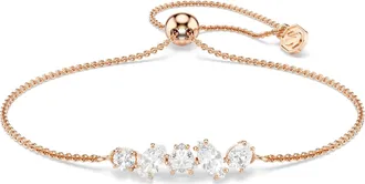 Swarovski Mesmera Bracelet, Mixed Cuts, White, 18K Rose Gold Finish