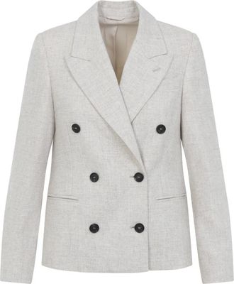 Brunello Cucinelli Luxe Wol-Kasjmier Jas Naakt Neutraal - Dames - Blazers - Beige - S - Wol - Jassen