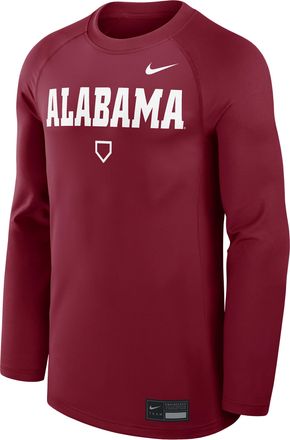 Nike Alabama Dugout Game Time Nike Mens Dri-FIT College Long-Sleeve T-Shirt in Red | 013D69WABN-NHU