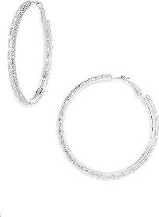 Tasha Crystal Hoop Earrings in Silver Cz at Nordstrom Rack