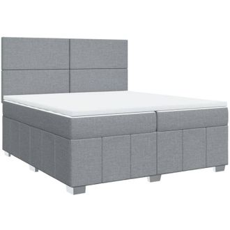 vidaXL Vidaxl - Cama Box Spring Con Colch&oacute;n Tela Gris Claro 200x200 Cm