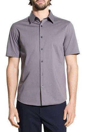 Theory Irving Short Sleeve Button-Up Shirt in Carbon at Nordstrom Rack, Size Medium