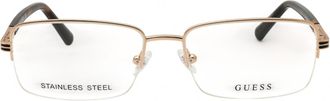 Guess GU50044 Rectangular Metal Eyeglasses - Gold