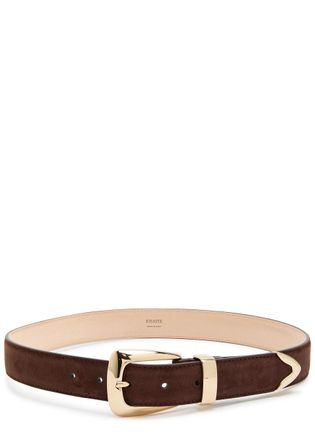Khaite Benny Suede Belt - Dark Brown - 90 (UK 14 / XL)