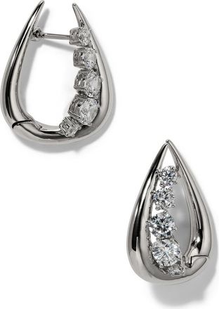 Nadri Phenom Cubic Zirconia Huggie Hoop Earrings in Rhodium at Nordstrom