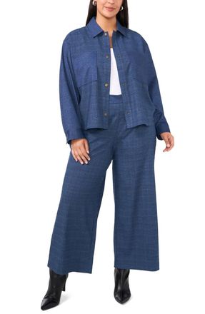 Vince Camuto Checkered Wide-Leg Pants In Blue