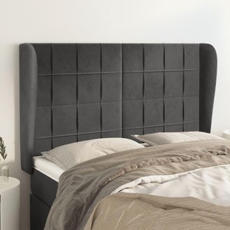 vidaXL Cabecero Con Orejas De Terciopelo Gris Oscuro 147x23x118/128 Cm Vidaxl
