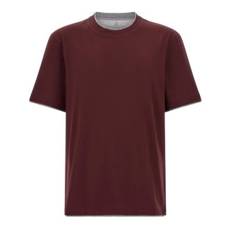 Brunello Cucinelli Faux-layered T-shirt - male - Brunello Cucinelli - T-Shirts - Red - XL - Tops
