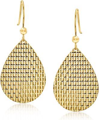 Ross-Simons Italian 10kt Yellow Gold Textured Teardrop Earrings