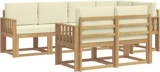 vidaXL Conjunto De Sof&aacute;s De Exterior 7 Uds. Blanco Y Crema Poli&eacute;ster Vidaxl