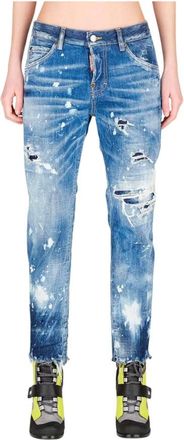Dsquared2 Cool Girl Rechte jeans - Dames - Jeans - Blauw - Maat: 2XS Katoen