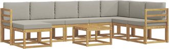 vidaXL Conjunto De Sof&aacute;s De Exterior 9 Uds. Blanco Y Gris Claro Vidaxl