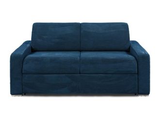 VENTE-UNIQUE.COM Sof&aacute; cama terciopelo 3 plazas azul 194x223cm