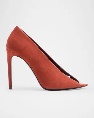 Valentino Garavani 105mm Open Toe Revele Suede Pumps