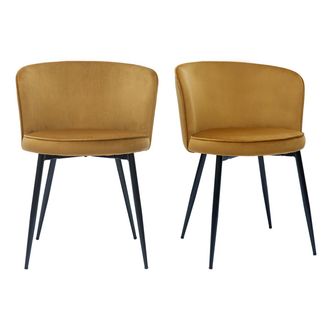 Miliboo Miliboo - Set De 2 Sillas De Dise&ntilde;o De Terciopelo Bronce Y Metal Negro Serif