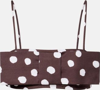 Adriana Degreas Bow-detail polka-dot cotton-blend bandeau top