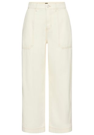 Boss Orange by Hugo Boss Weite Jeans BOSS ORANGE Marlene High Rise, Premium Damenmode, Damen, Gr. 29, L&auml;nge 32, beige (natural 101), Denim/Jeans, Obermaterial: 91% Baumwolle, 