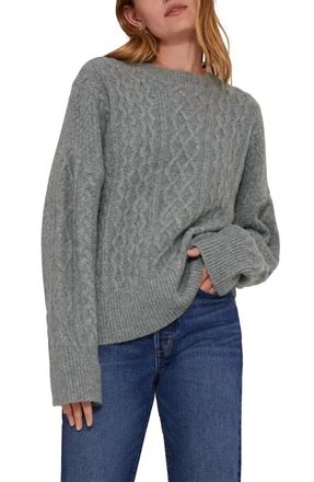Favorite Daughter The Oversized Cable Knit Sweater In Grey