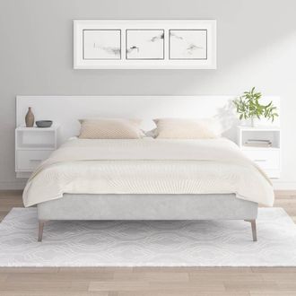 vidaXL Cabecero De Cama Con Mesitas Madera Contrachapada Blanco Vidaxl