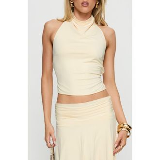 Princess Polly Scenic Route Open Back Halter Top in Yellow at Nordstrom, Size 12