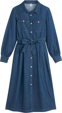 La Redoute Collections Lange hemdjurk in jeans, lange mouwen