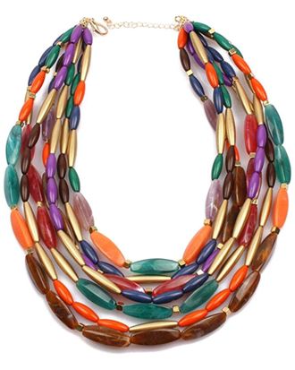 Liv Oliver 18K Plated 75.00 Ct. Tw. Agate Layered Necklace
