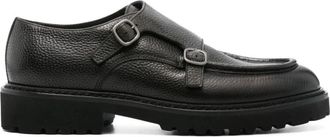 Doucal's Zwarte Monnik Schoenen Korrelig Leer - Heren - Platte Schoenen - Zwart - 45 EU - Leer - Schoenen