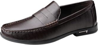 Generic Mens Leather Loafers Business Casual Shoes British Style Fashion Comfortable Slip On Driving Shoes Large for Men(Brown,10.5)