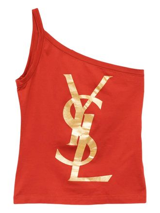 Saint Laurent 1990-2000s asymmetry camisole - women - Cotton - M - Red